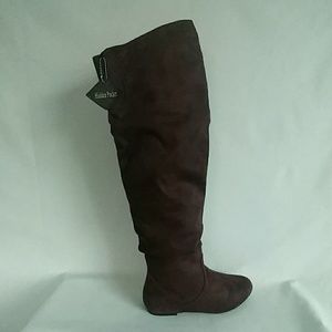 Chocolate knee high suede boot